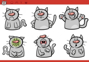 cat emotions cartoon illustration set